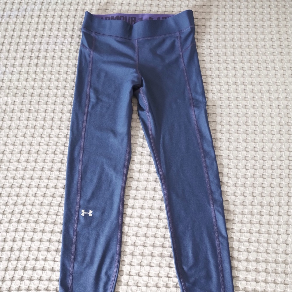 Under Armour Navy & Purple Heat Gear Compression Leggings - Size Small